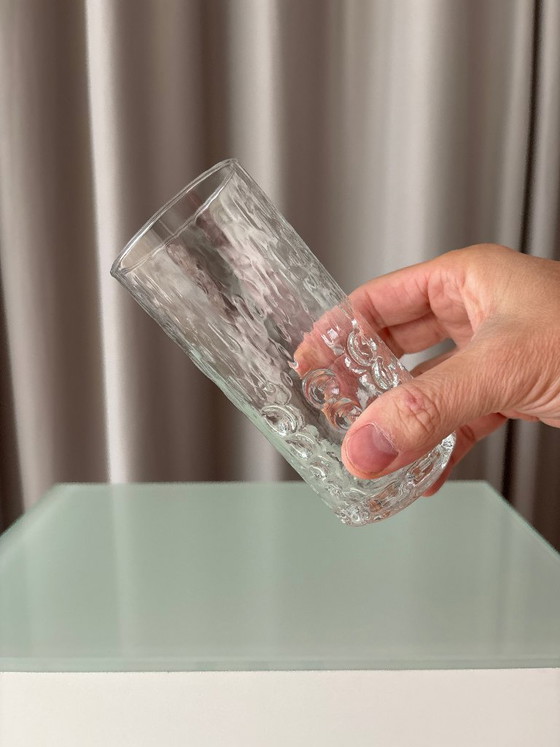 Set of 6 textured glass tumblers, Glass & Decanter, Transparent, Vintage (photo 4 of 8)