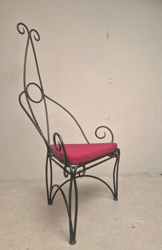 Image 1 of 90's neo-barokke smeedijzeren troon