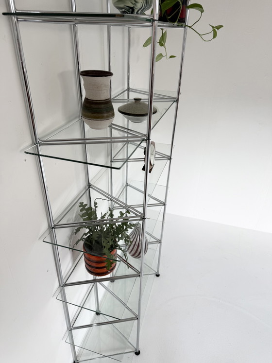 Vintage Chroom & Glazen Wandrek ‘Narr’, Richard Clack ‘90 – IKEA, Wandkast, Chrome, Glass (photo 10 of 13)
