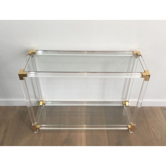 Image 1 of Vintage console in Plexiglass and golden corners 1970