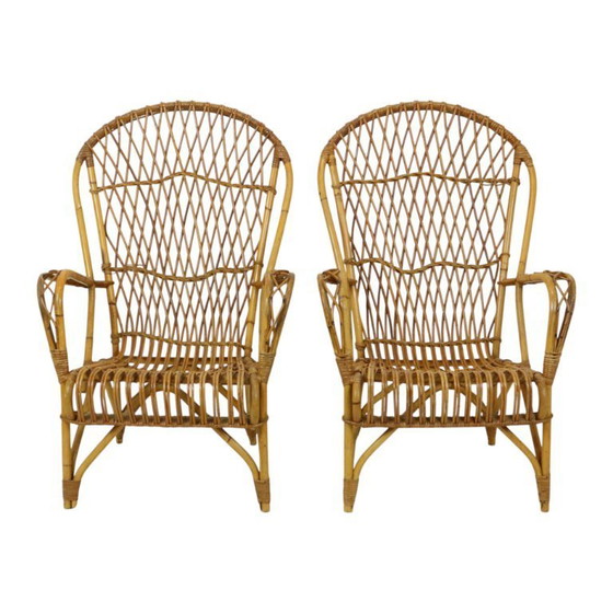Image 1 of Set vintage di sedie in rattan Poltrone Boho