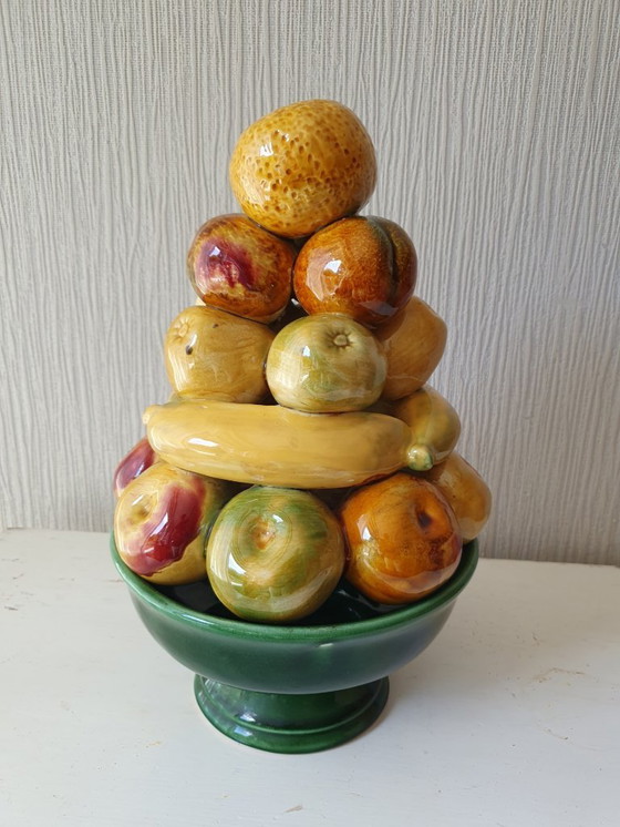 Image 1 of Pyramide de fruits en céramique avec bol - Portugal - 35cm