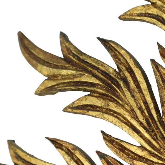 Image 1 of Large Rare Wooden Sun Mirror Sunburst Gold Leaf XL 86cm