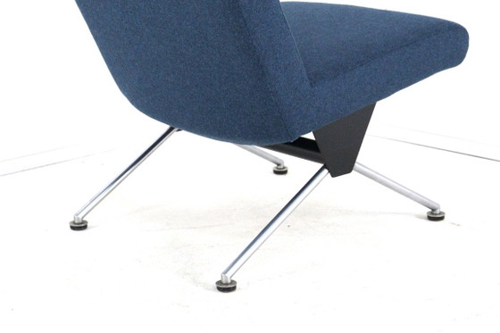 Gispen 1431 Armchair by A.R. Cordemeyer, blue fabric upholstery, Textile, Metal, Modern (photo 7 of 15)