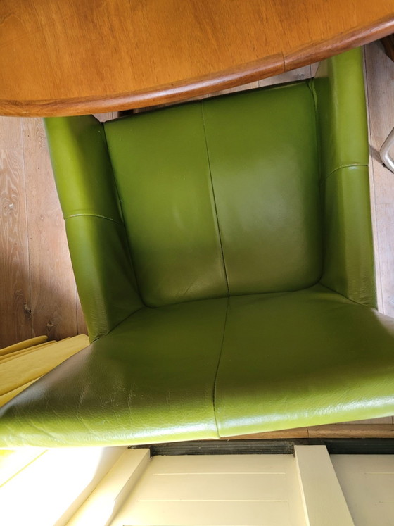 Set of 4 green leather Dining chairs Jess – Metal (photo 5 of 6)