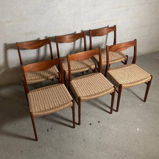 6x GS60 Teakstühle von Arne Wahl Iversen papercord