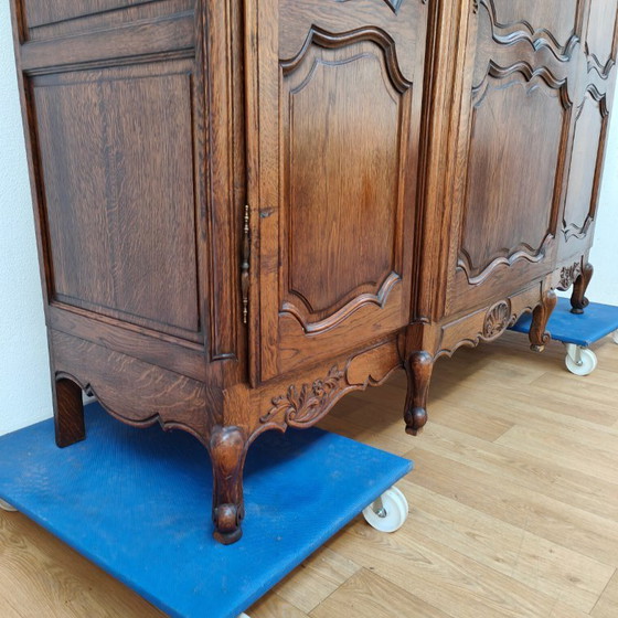 Image 1 of Vintage Antique French Oak Wardrobe Cabinet Dismantable