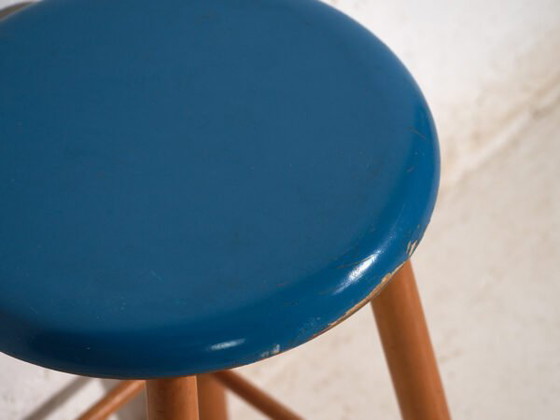 Taburete de madera antiguo con asiento redondo – Europa Central, circa 1950 – Vintage (photo 36 of 40)