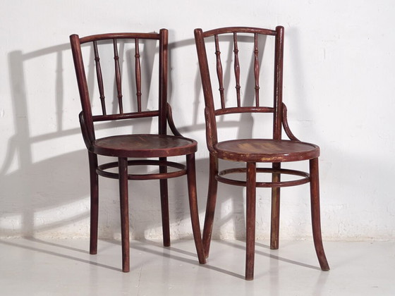 Sedie da pranzo Thonet antiche colorate (c.1920). Set di 4 pezzi #2 (photo 23 of 40)