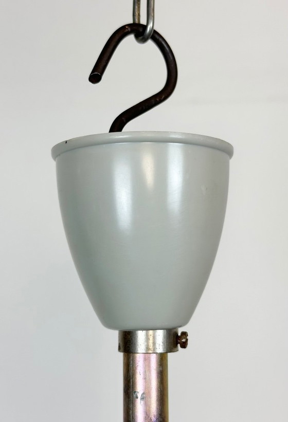 Image 1 of Grey Industrial Bakelite Double Sided Factory Clock from Pragotron, 1980s