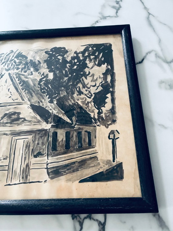Image 1 of Very Old Painting, Ink and Wash, The Pagoda