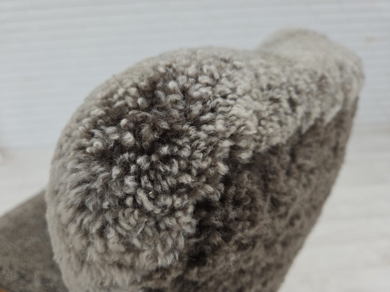 Image 1 of 1960s Reupholstered Danish Armchair in New Zealand Genuine Sheepskin