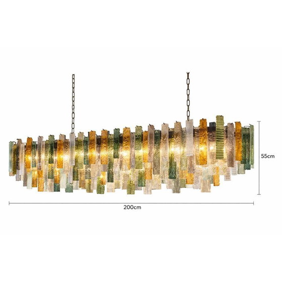 Image 1 of Grand Italian Listelli Murano Glass Chandelier with Rectangular Strips – Simoeng