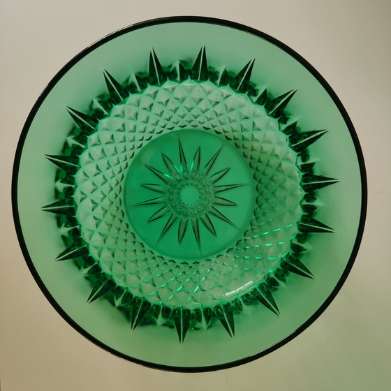 Image 1 of Arcoroc France Ciotola in vetro pressato verde con 4 ciotole, anni '60