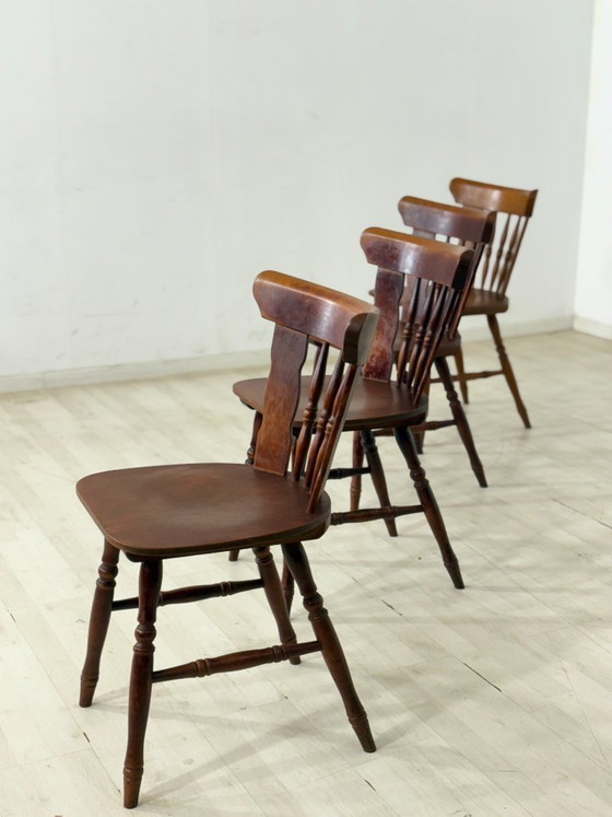 Image 1 of Set of 4 vintage wooden chairs – country style dining chairs / chairs