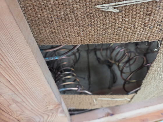 Image 1 of Divano danese a due posti degli anni '50, rivestimento originale in lana verde per mobili.