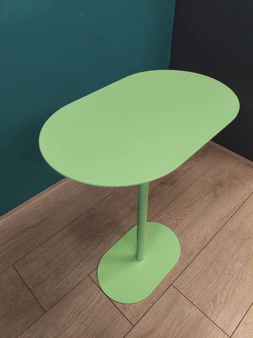 Green metal side table