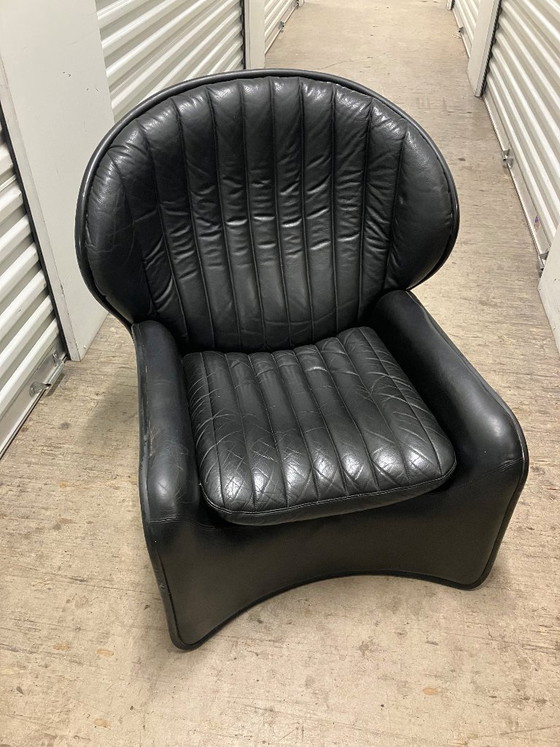 Lotus lounge chair André Vandenbeuck (1969), Strässle International, Armchairs, Leather, Plastic, Black (photo 2 of 6)
