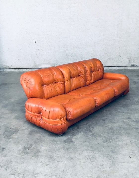 Image 1 of 1970's Midcentury Modern Italian Design by Adriano Piazzesi Leather 3 Seat Sofa