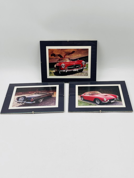 Set of three signed car photos
