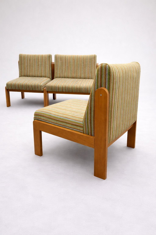 Vintage modularer grün/gestreifter Sessel/Sofa