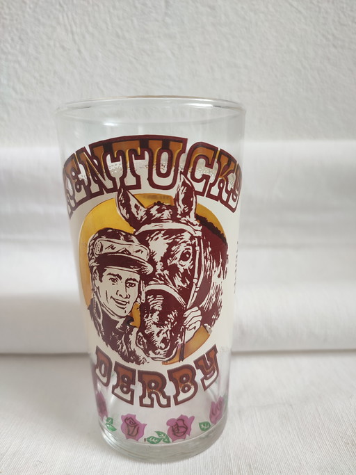 Bicchiere commemorativo vintage del Kentucky Derby del 1977, stile americano.