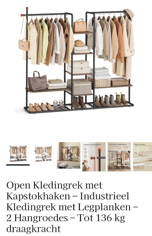 Slim ontwerp met veel opbergruimte. Mooie vormgeving met donker walnoot kleur en zwart staal hout en zwart