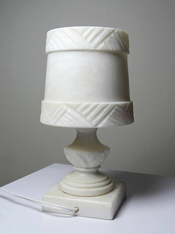White sculpted alabaster night light, classic style, circa . – Table lamps, Marble (photo 10 of 15)