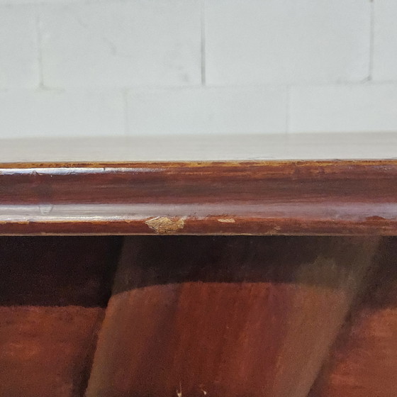 Image 1 of Vintage naaikastje van teakhout  / bijzettafel met klep 60s / naaitafeltje mid century 