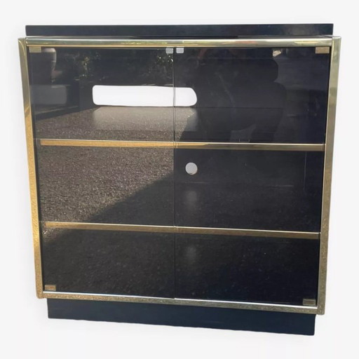 Mobile TV vintage nero e oro degli anni '70/'80