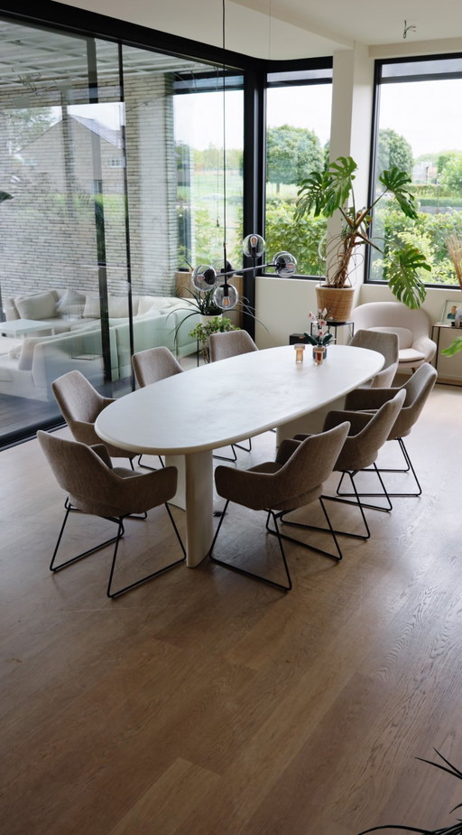 Table de salle à manger organique unique - 280 x 115 cm - avec base incurvée