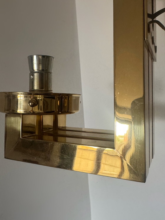Image 1 of Opaline brass wall lights from the 1970s