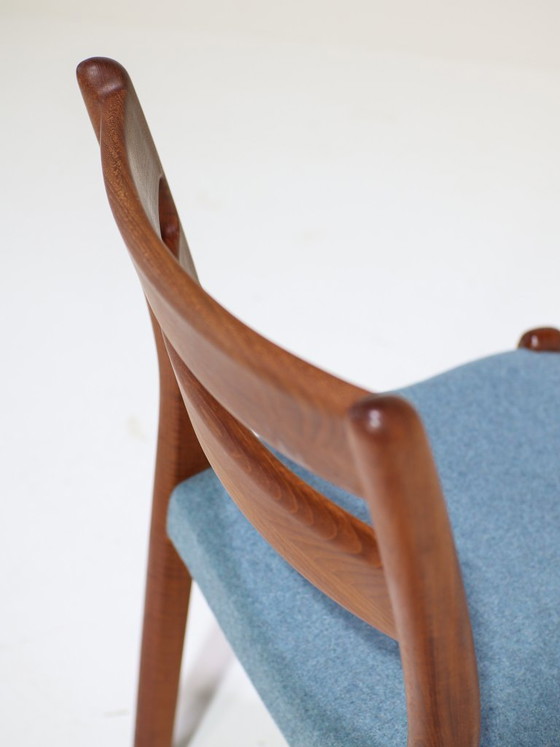Image 1 of 4x Eetkamerstoelen EMC Møbler teak blauw Deens 1960s