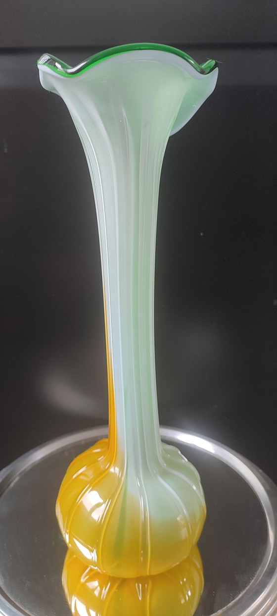 Image 1 of Large blown glass vase, artistic glassware from the 1970s.
