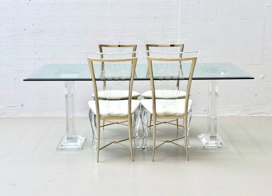 Image 1 of Rare ensemble: table by FABIANART and 6 chairs by Vereinigte Werkstätten, 1980s