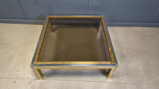 Vintage chrome and brass coffee table in the manner of Romeo Rega, 1970s