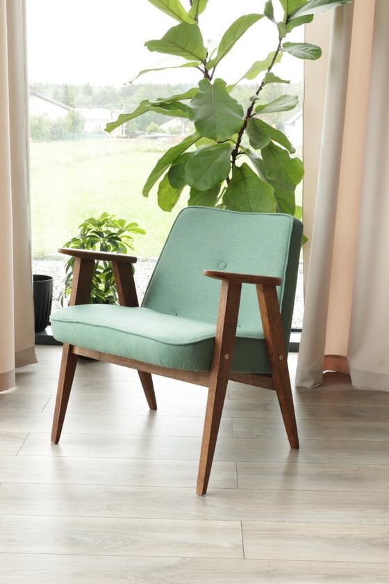 Vintage Lounge Chair Green Team Wool Oak Wood – Armchairs (photo 2 of 12)