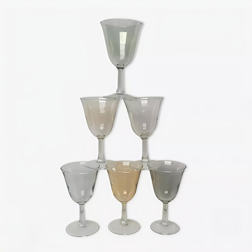 Set of 6 Vintage Iridescent Portrait Glasses