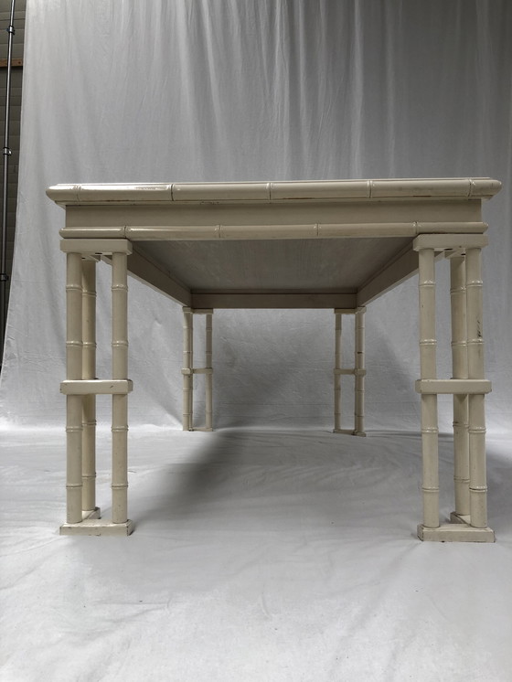 Image 1 of Table à manger en faux bambou blanc