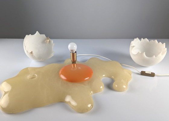 Marco Ricciardi Broken Egg Alabaster Table Lamp Sculpture, Italy, 1980s – Metal, Plastic (photo 20 of 21)