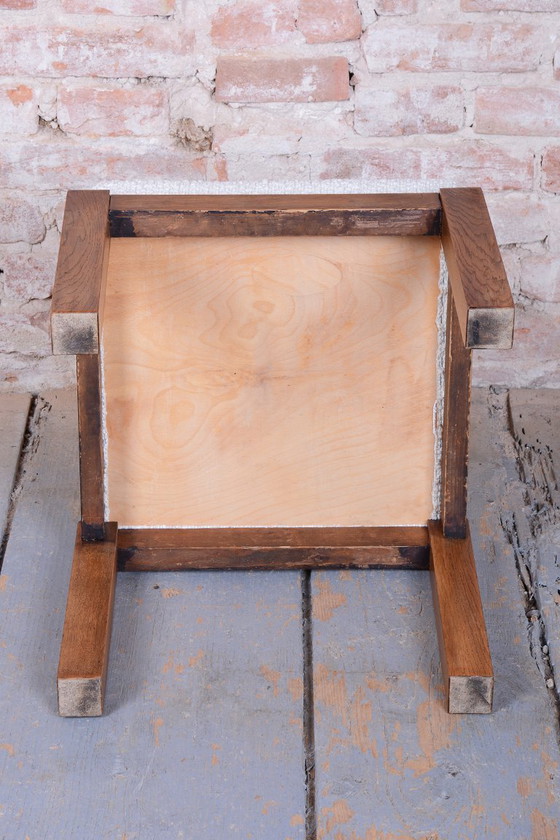 Sgabello Art Déco restaurato, di Krásná Jizba, Rovere, Rivestito, Ceco, anni '30, Poggiapiedi e pouf, Legno (foto 3 di 8)