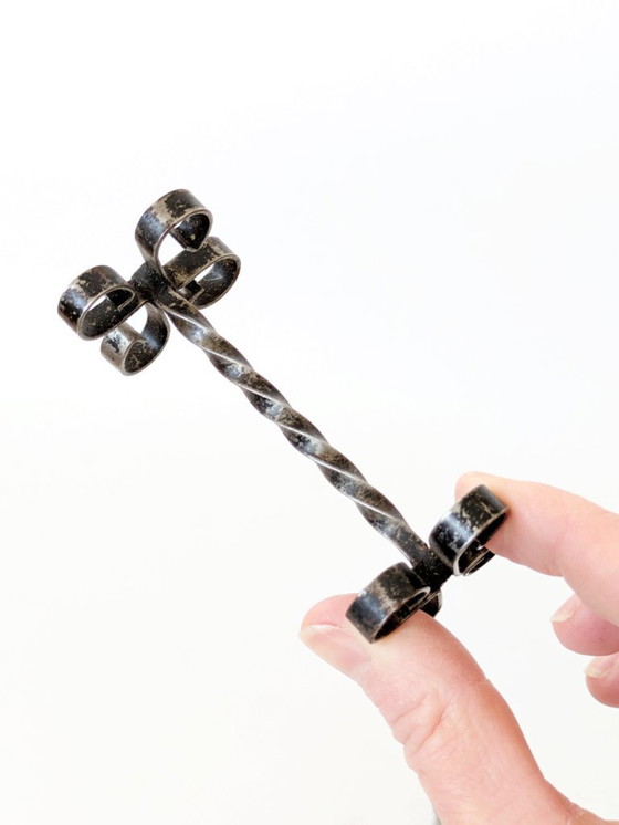 Image 1 of Set of 6 Midcentury Wrought Iron Knife Rests, French Brutalist, Spanish Revival Style, 1970s