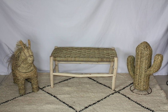 Image 1 of Marokkaanse citroenhouten bank - Geweven bank voor 1, 2 of 3 personen - 70 cm / 80 cm / 100 cm / 120 cm / 160 cm (3 opties)