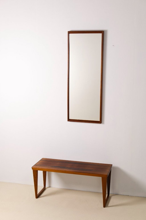 Kai Kristiansen Rosewood hallway bench and mirror set, Aksel Kjersgaard, 1960s