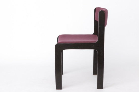 Image 1 of 1 of 6 Vintage German Dining Chair, 1950s–1960s, Black Beechwood, Pastel Upholstery