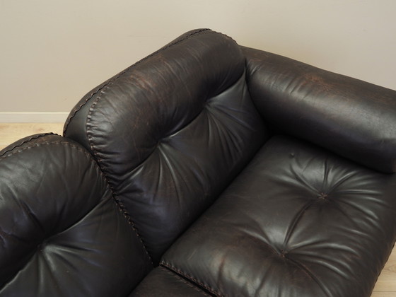 Image 1 of Bruine leren bank, Zwitsers ontwerp, jaren 1970, Vervaardiging: De Sede