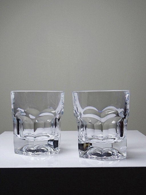 Coppia di eleganti bicchieri da whisky in cristallo di Boemia vintage