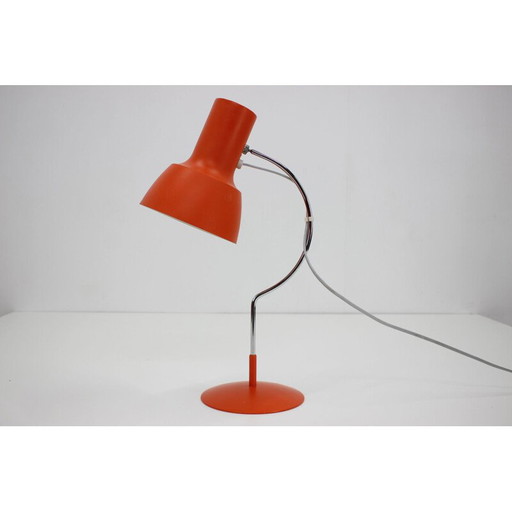 Pair of vintage desk lamps, orange-red, Czechoslovakia 1960