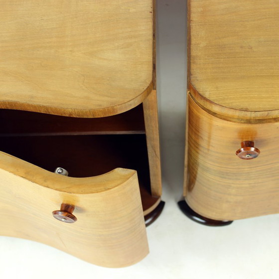 Art Deco Bedside Tables by Jindřich Halabala for UP Závody, 1930s, Nightstands, Wood, Brown (photo 7 of 17)