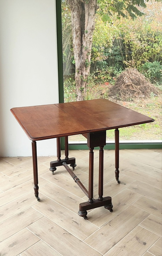 Table pliante vintage anglaise en bois d'acajou, Tables d'appoint, Marron (photo 5 sur 9)
